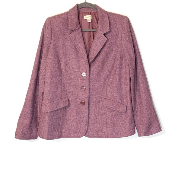 Appleseeds Wool Blend Fully Lined Career Casual Blazer Shoulder Pads Size 12 - Picture 9 of 9